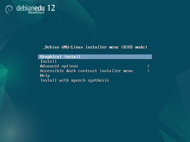 64-bit Installer boot menu (BIOS mode)