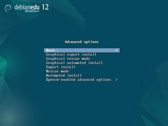 64-bit Installer advanced options screen 1