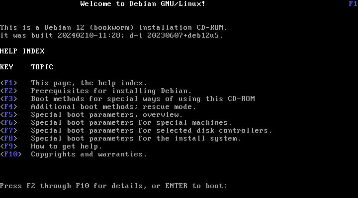 Installer help screen
