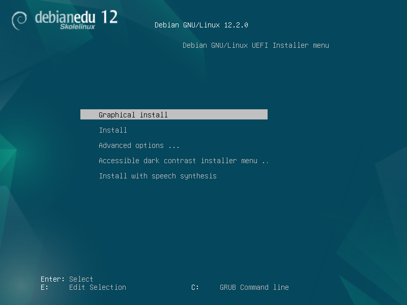 64-bit Installer boot menu (UEFI mode)