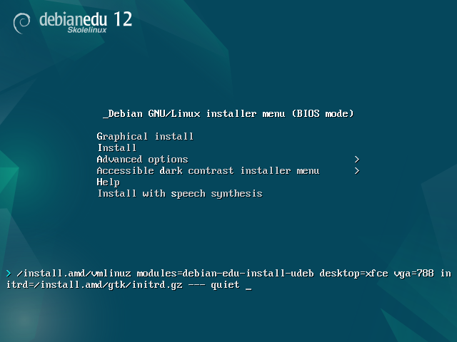 Edit command line options (BIOS mode)