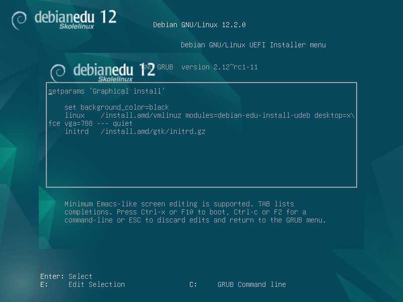 Edit command line options (UEFI mode)