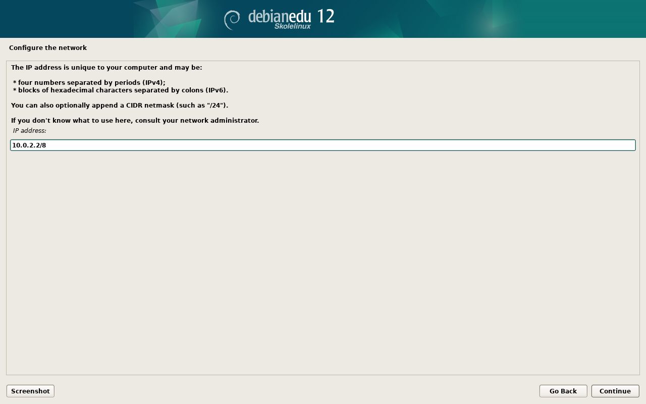 Configure IP address