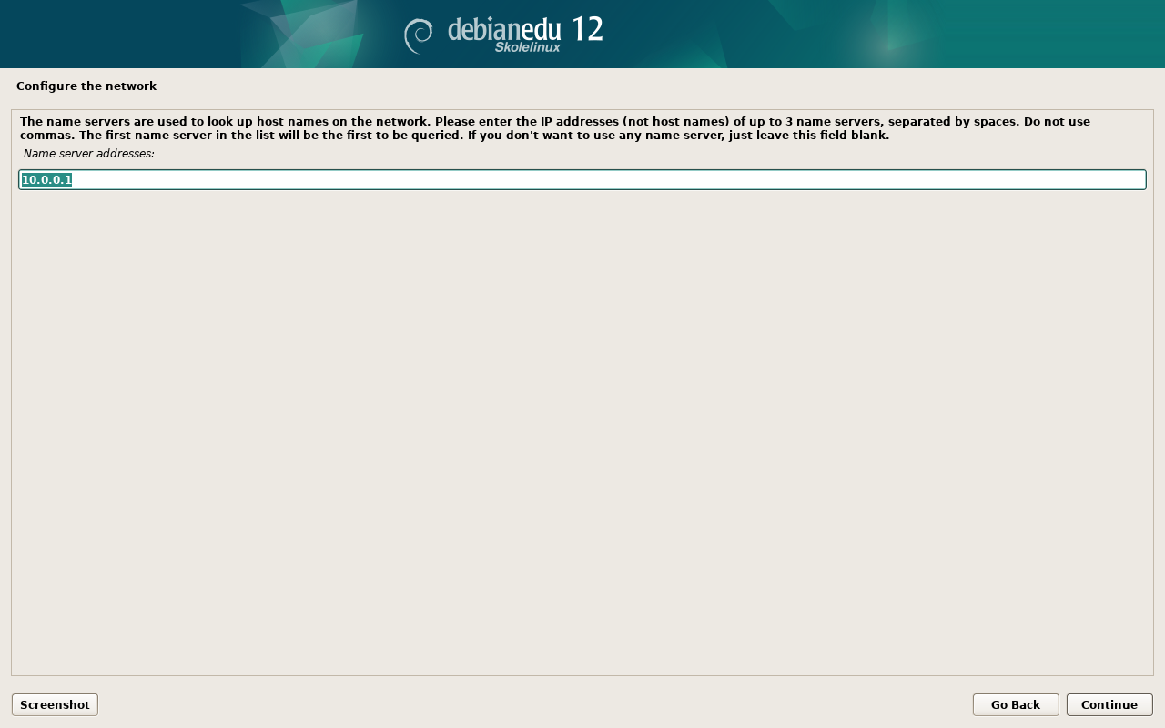 Configure nameserver