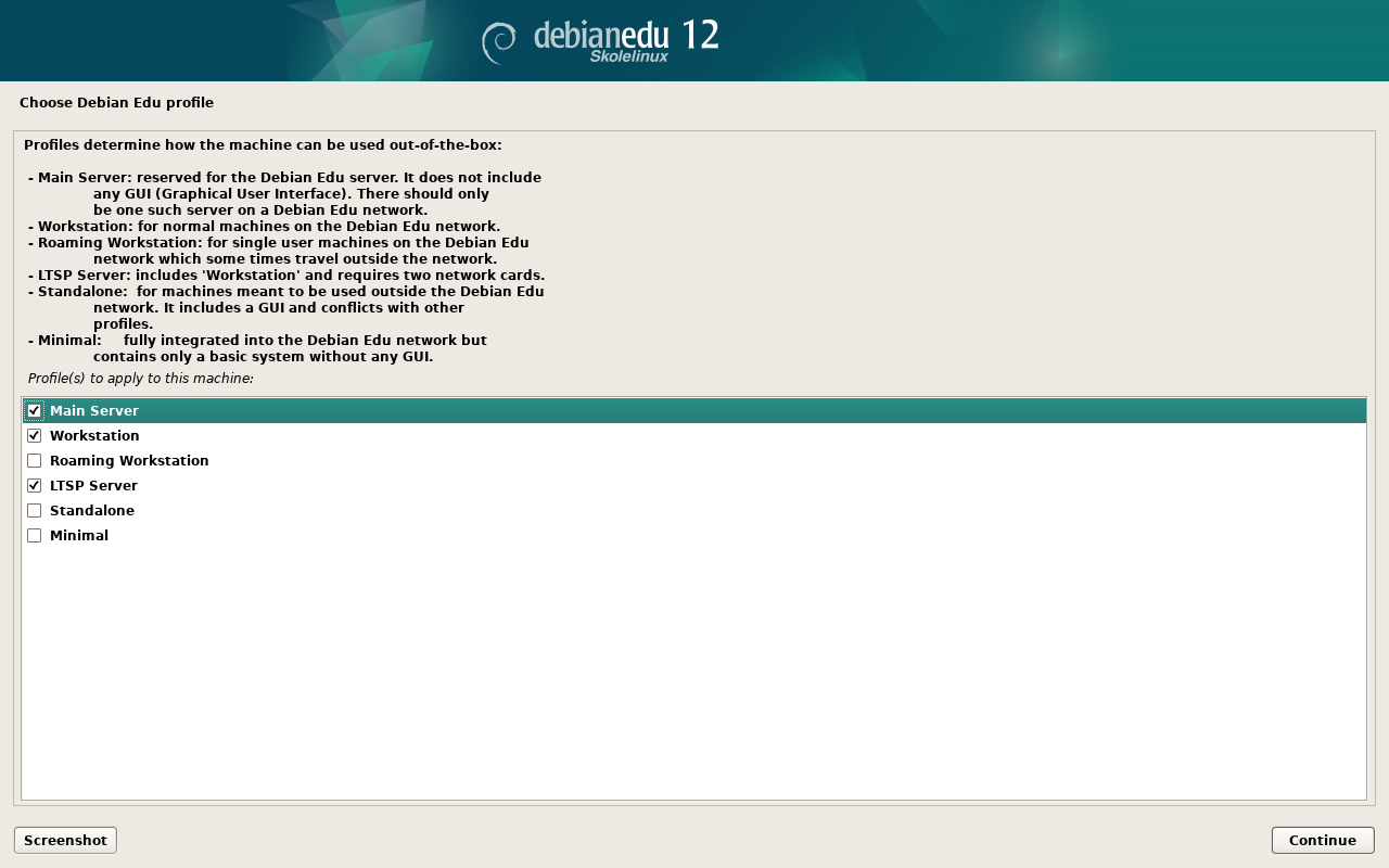 Choose Debian Edu profile