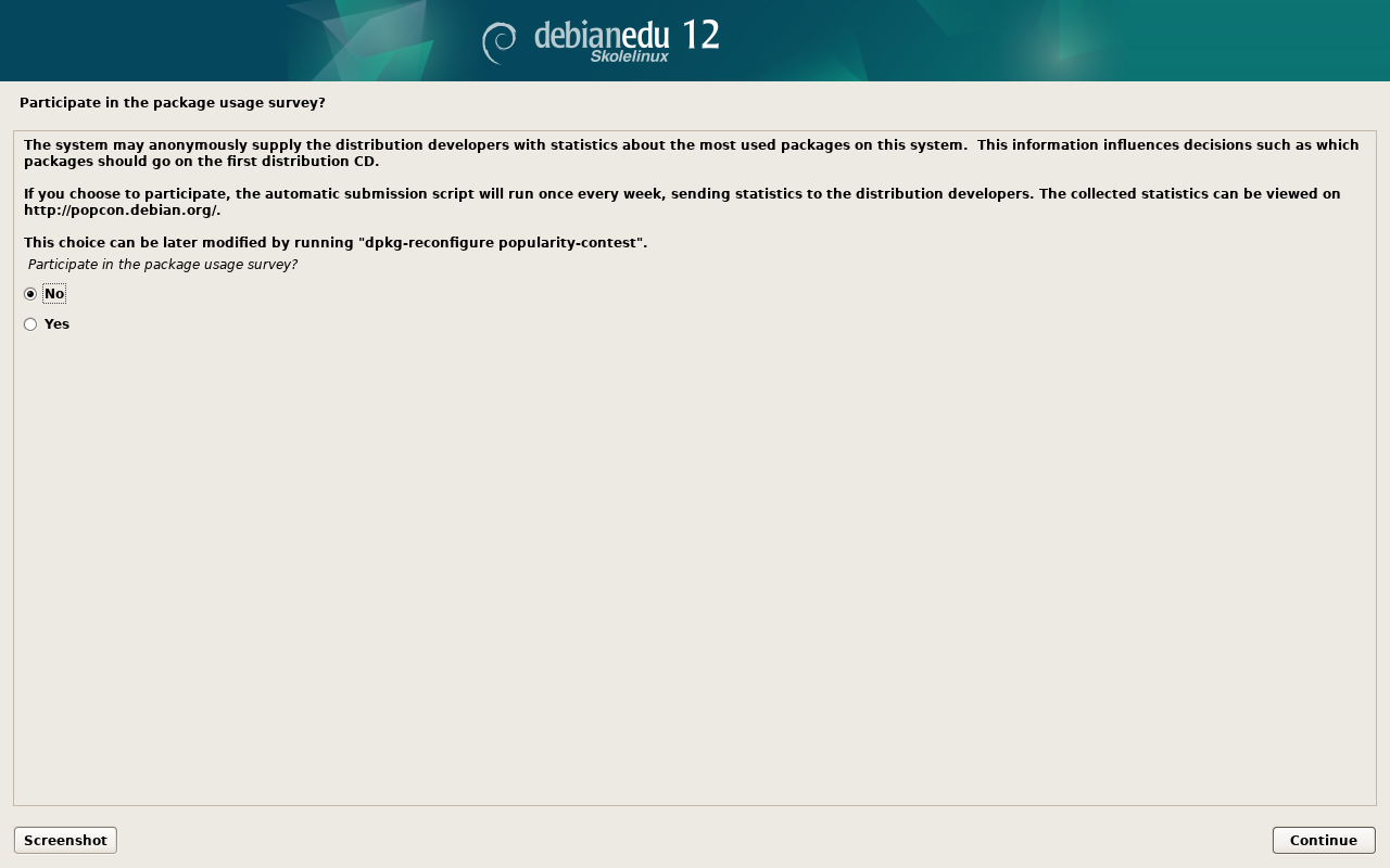 Participate in the package usage survey: no