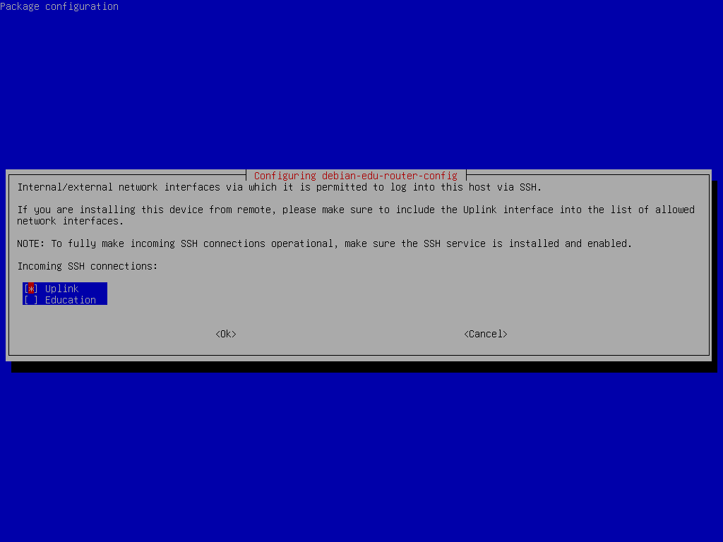Enabling SSH access for networks