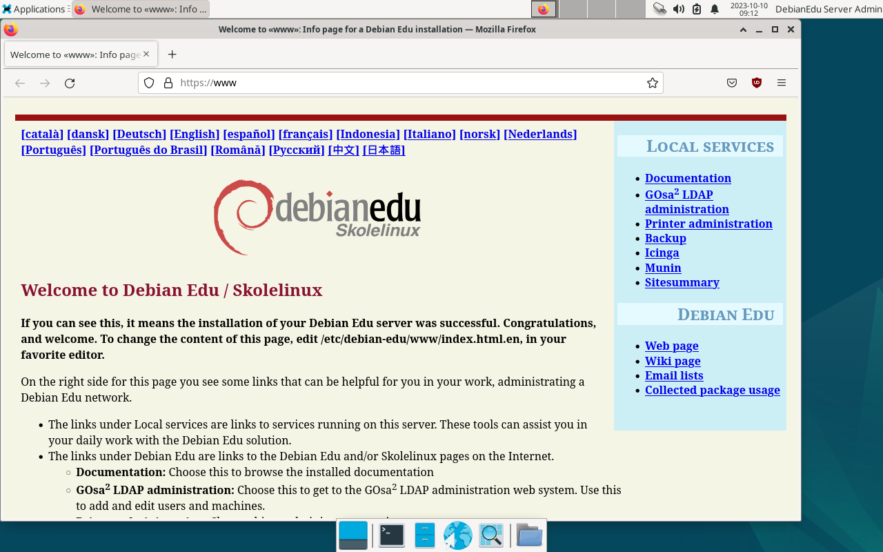 Xfce Desktop showing Browser window