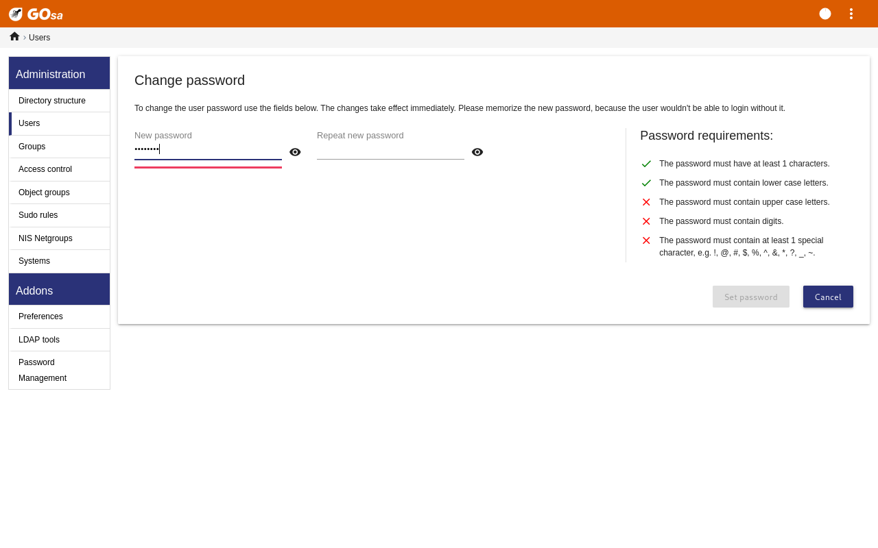 Set user password