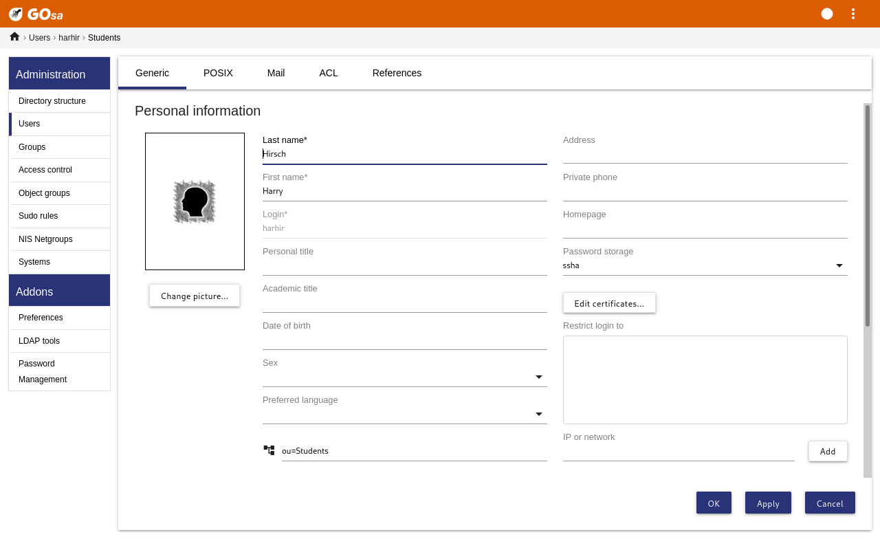 Editing user data